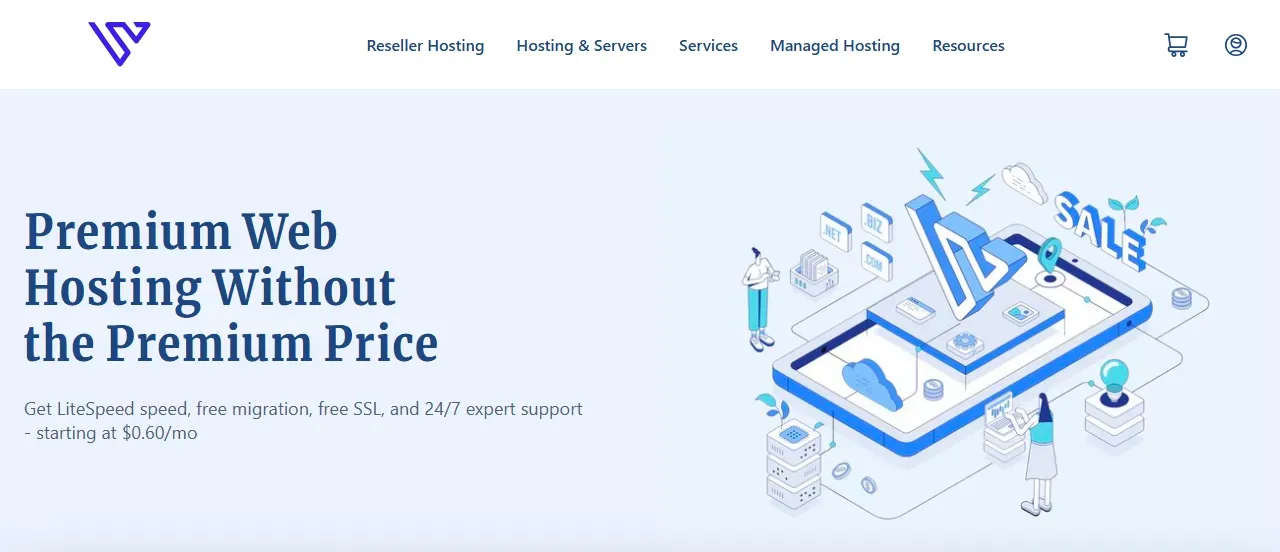 Verpex web hosting homepage with plans and data center locations