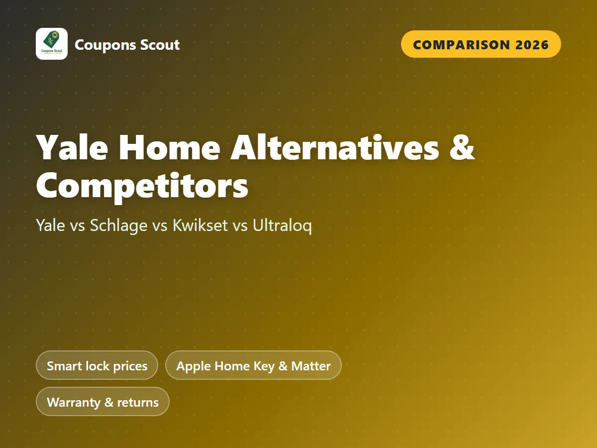 Yale Home vs Schlage vs Kwikset vs Ultraloq smart lock comparison cover for 2026 by Coupons Scout